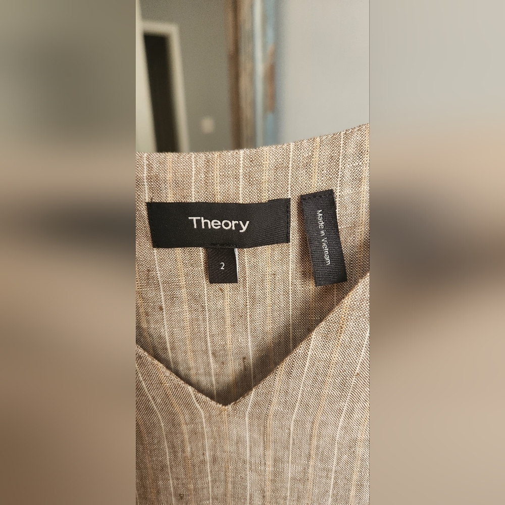 Theory Linen Shift Dress, Brown, size 2 - Picture 5 of 9